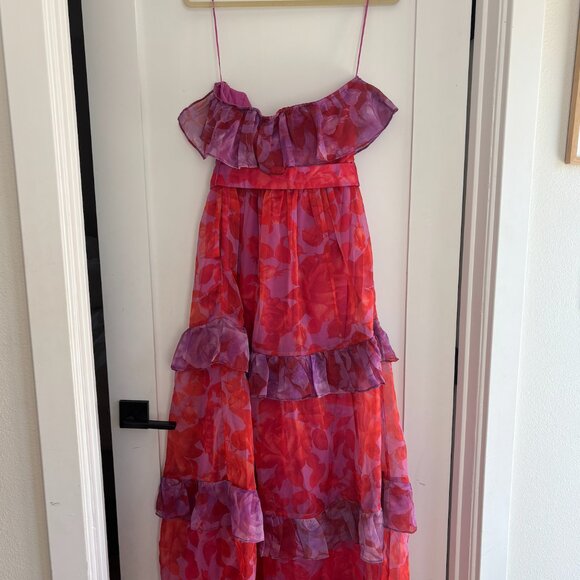Anthropologie • Floral Strapless Tiered Belted Maxi Dress • Size S • Brand New - Picture 5 of 6
